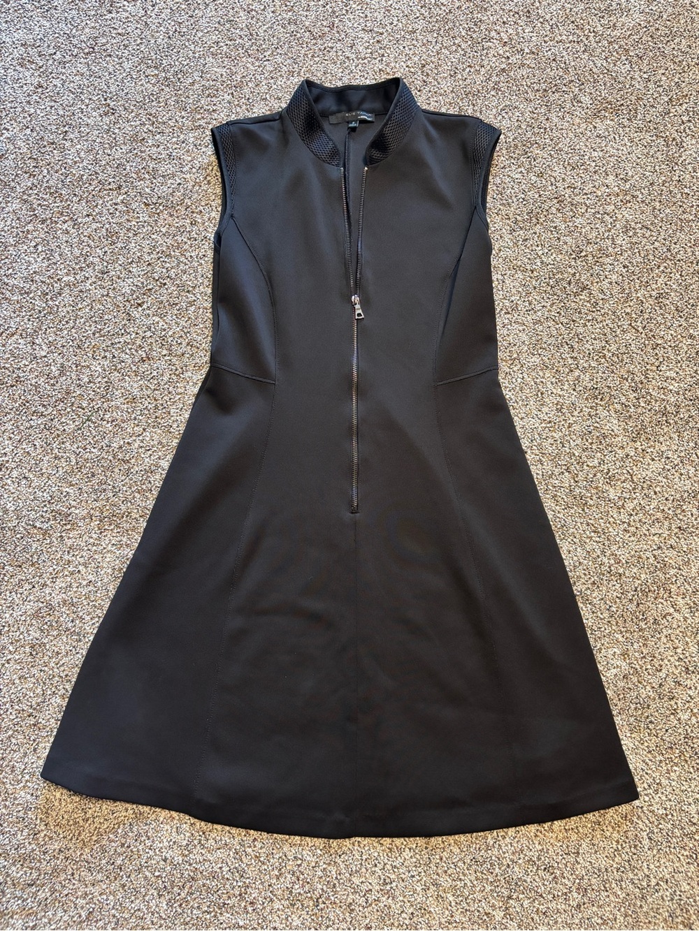 Elie Tahari Scuba Fit and Flare Dress Size 8 Cocktail Midi Black Stretch